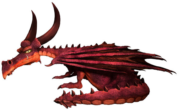 Cartoon red dragon 3D illustration	