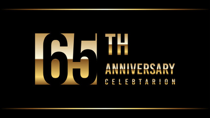 65 Years Anniversary Template Design Illustration With Gold Color Text