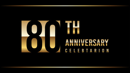 80 Years Anniversary Template Design Illustration With Gold Color Text