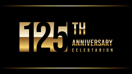 125 Years Anniversary Template Design Illustration With Gold Color Text