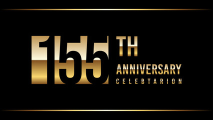 155 Years Anniversary Template Design Illustration With Gold Color Text