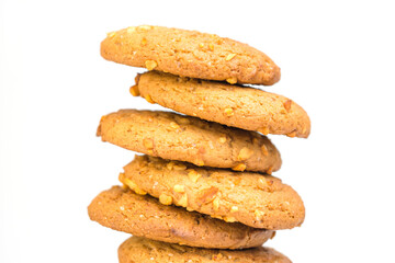 Cookies with peanuts isolated on white