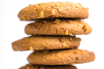Fototapeta na wymiar Cookies with peanuts isolated on white