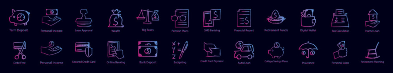 Finance nolan icon collections vector design