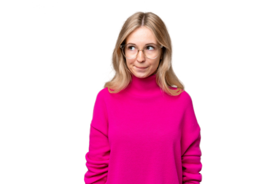 Young English woman over isolated background having doubts while looking up