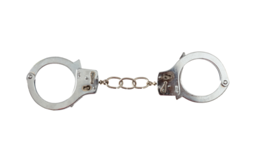 Handcuffs isolated on transparent background. PNG. Metal chain and locked cuffs.