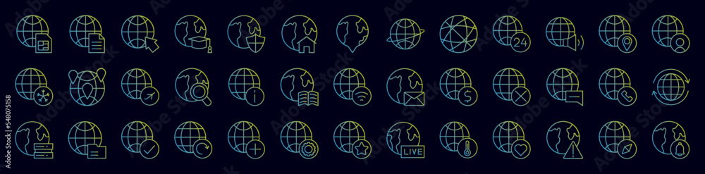 Sticker globe nolan icons collection vector illustration design