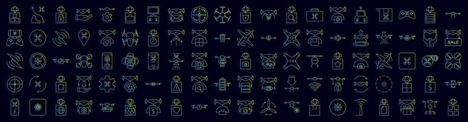 Drones nolan icons collection vector illustration design
