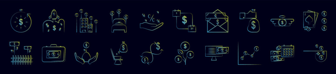 Finance handdraw nolan icons collection vector illustration design