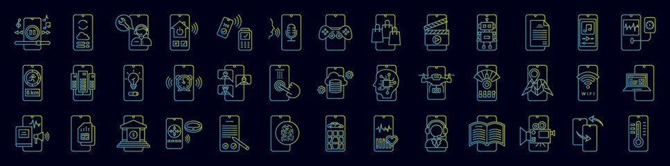 Mobile technology nolan icons collection vector illustration design