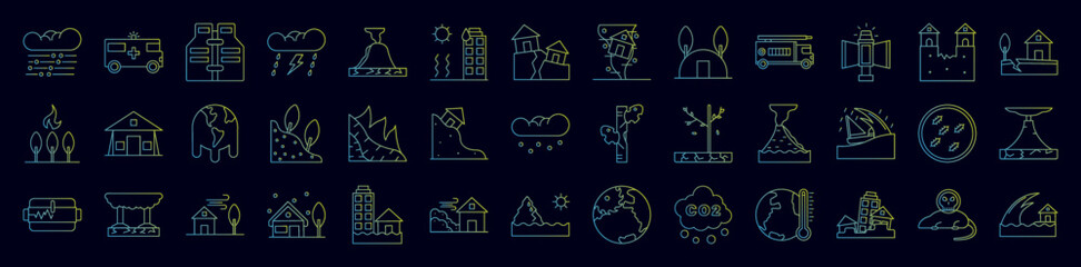 Natural disaster nolan icons collection vector illustration design