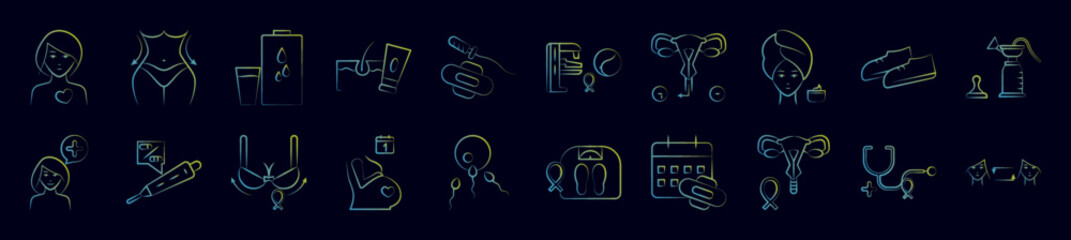 Women health nolan icons collection vector illustration design