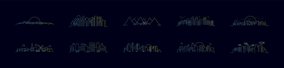 Naklejka premium Cityscape nolan icons collection vector illustration design