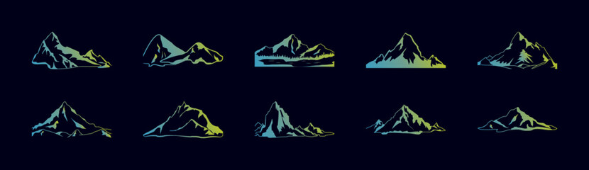 Mountain silhouette nolan icons collection vector illustration design