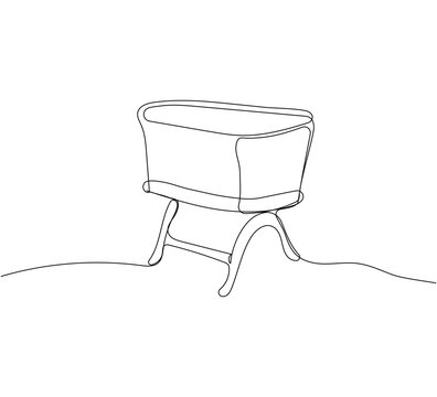 recommend clip art: Baby cot for newborns one line art. Continuous line drawing of childhood, safety, protection, crib, children s sleep, sleep, relaxation, recreation.