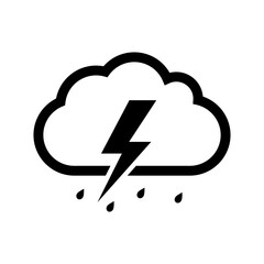 Weather icon. Storm icon. Rain icon.
Bad weather concept, cloud, lightning, raindrops. Storm warning. Vector illustration. - obrazy, fototapety, plakaty