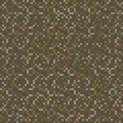 Fototapeta premium Seamless camouflage pattern. Vector camo texture. Abstract military background with small green, khaki, brown dots. Forest pixel background. Repeat design for fabric, textile, hunting, soldier uniform