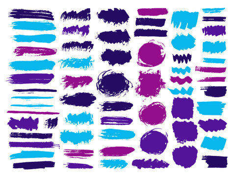 Gouache Dry Brush Stroke Vector Collection. Isolated Inkblot Streak Abstract Elements. Splat Spot Web Label Imprint Bundle. Brush Stroke Oil Splashes Design.