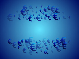 Euro blue signs flying money vector illustration.