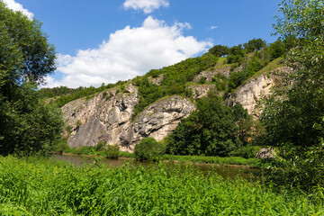Protected limestone Landscape Cesky Kras about River Berounka, Central Bohemia, Czech Republic
