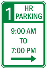 limited time one hour parking sign