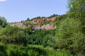 Protected limestone Landscape Cesky Kras about River Berounka, Central Bohemia, Czech Republic