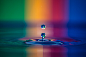 Colorful macro of water drops