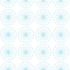 Endless pattern of Outline openwork snowflakes in trendy winter hues. Vector repeat texture. Isolate