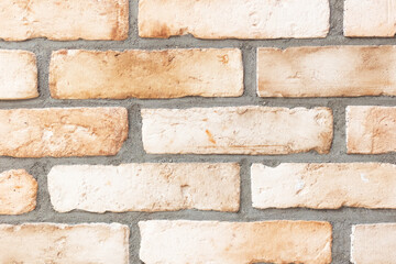 Brick wall background. Urban rustic texture. Antique house interior wall. Vintage abandoned building architecture. Red brick construction. Rustic design.