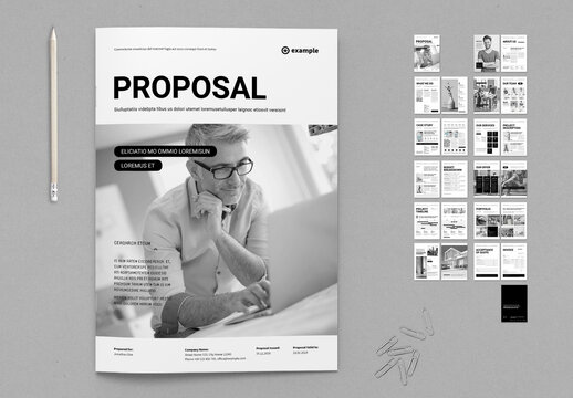 Business Proposal Layout in Black and White