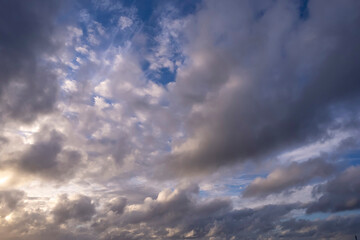 Blue sky with white clouds. Nature background for design purpose.