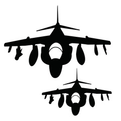 Harrier jet fighter silhouette vector design - obrazy, fototapety, plakaty