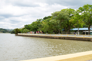 Fototapeta premium Protective mural of the lake in leisure area in Bragança Paulista neighborhood of Taboao