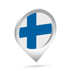 Finland flag 3d pin icon