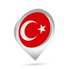 Turkey flag 3d pin icon