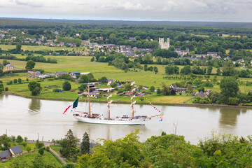 NORMANDY, FRANCE: arrival in the rain of the 2019 Armada tall ships, Cuauhtemoc sailing on the...