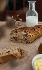 rustic brown mood with bread with raisins