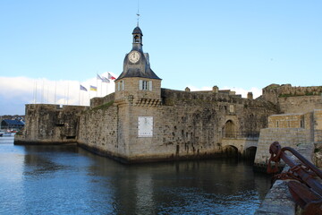 Beautiful view from the entrance to the medieval Ville Close de Concarneau, Bretagne, France.