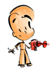 Ray gun a child with a toy space laser 