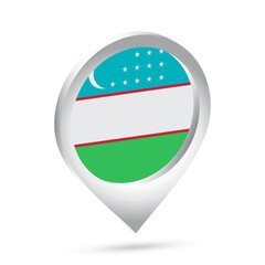 Uzbekistan flag 3d pin icon
