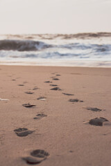 Fototapeta na wymiar Footprints at the beach