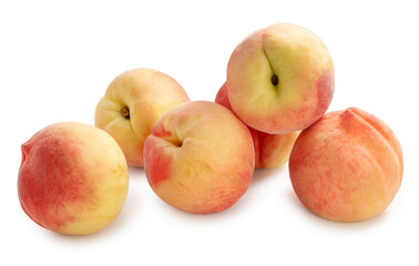 White Peach isolated on white background, White Peach fruit on white With clipping path.