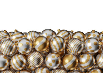 Christmas isolated white golden luxury bauble ball 3d render illustration. Happy new year 3d render image of christmas holiday