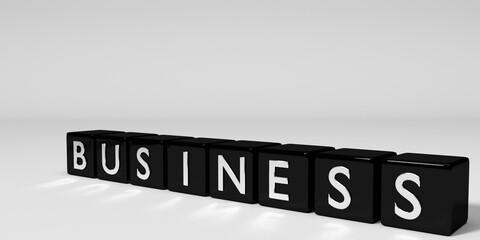 Text glossy blocks spelling the word BUSINESS on white background