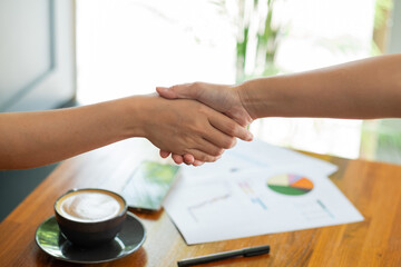 Obraz na płótnie Canvas handshake for working, meeting room, business concept