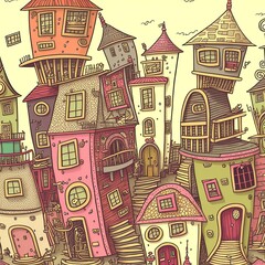 illustration of doodle houses
