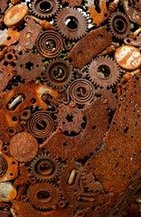 steel gear, Metal Rust Background, Decay steel