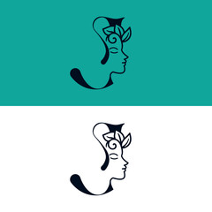 FACE WOMEN BEAUTY LOGO LETTER J