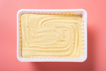 top view box of ice cream at horizontal composition