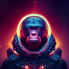 astronaut in monkey in space digital art